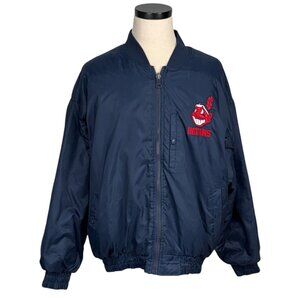 Vintage Pro Player Cleveland Indians Reversible Baseball Jacket Navy Blue Red L